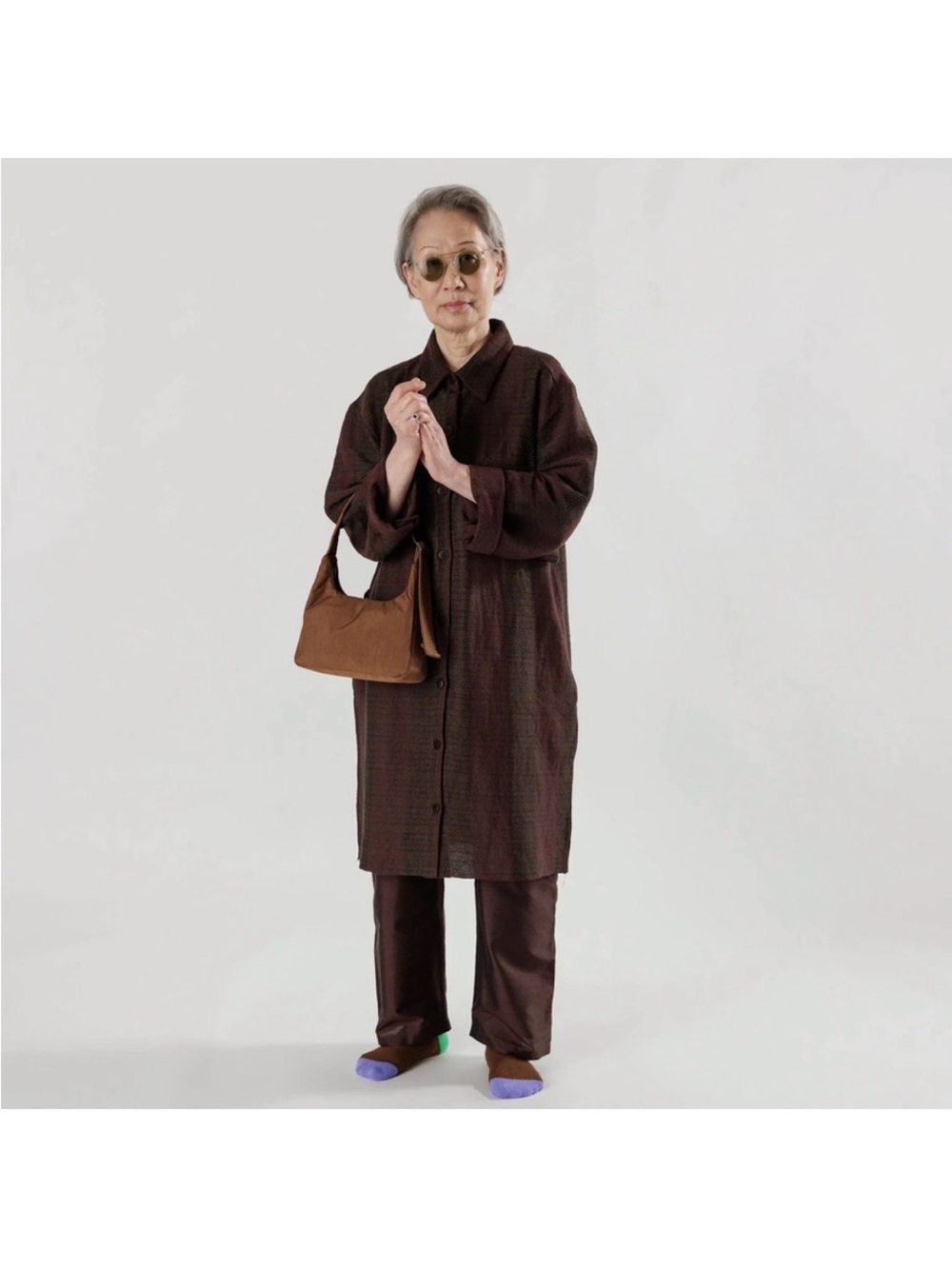 Baggu Brown Soft Shoulder Bag - Women's Hobo Handbag - Picture 3 of 5